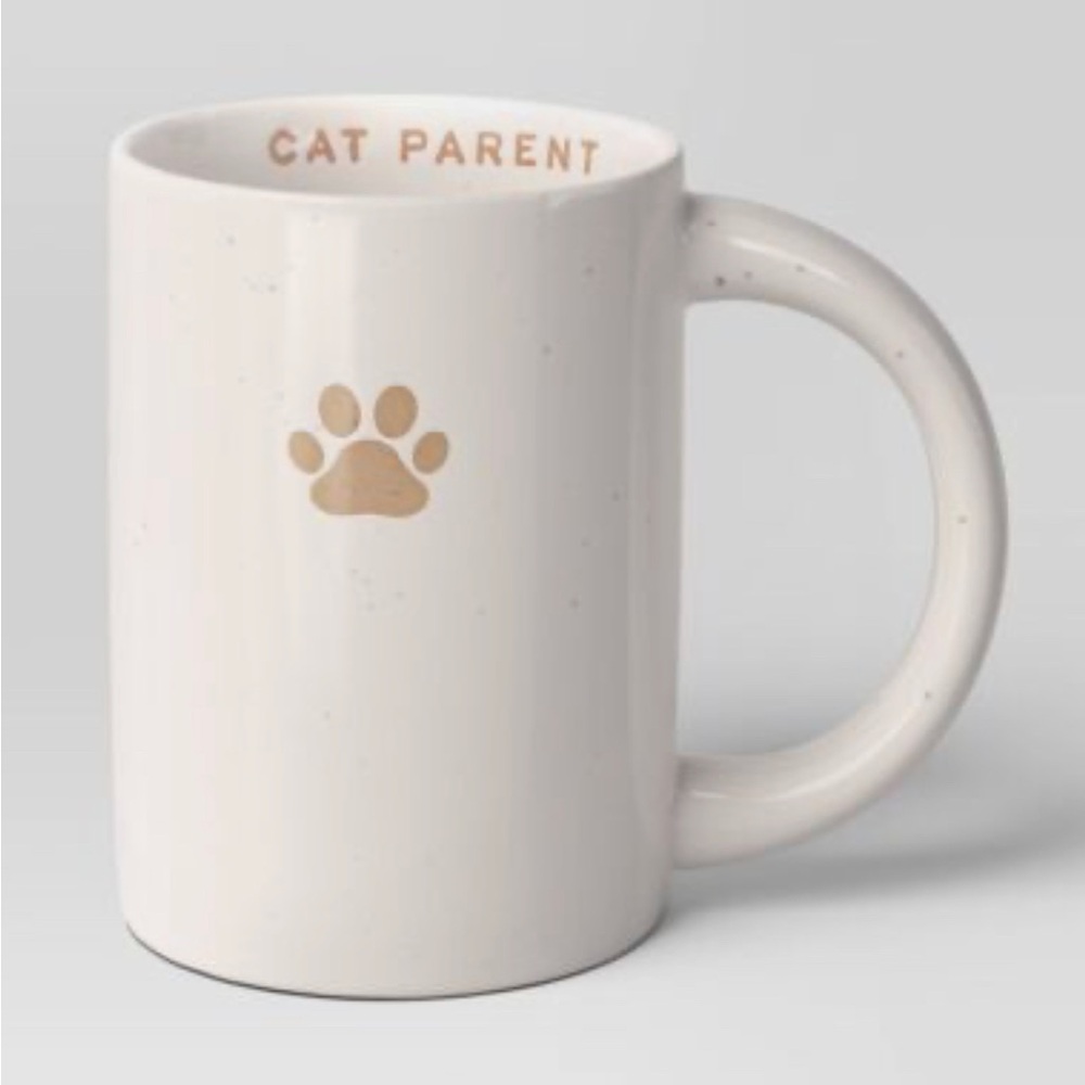 14 oz Stoneware Embossed Paw Cat Parent Mug Ivory - Room Essentials Target